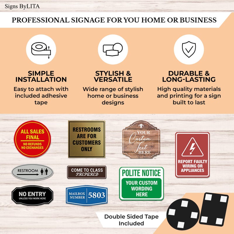 All Quality Designer EMPLOYEES ONLY Sign | Easy Installation | Office or Business Signs | Workplace Safety - Silver - Large (1 Pack) - Image 5